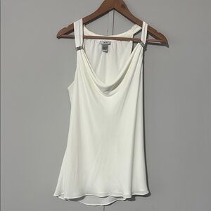 Cache Elegant Cream Cowl Neck Tank Top